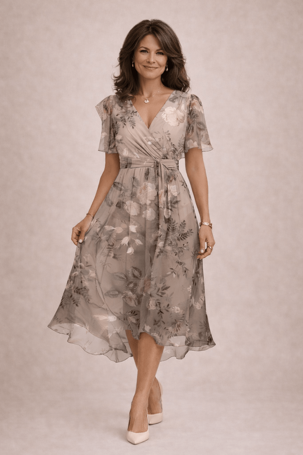 Monroe | Zwiewna Kwiatowa Sukienka Midi - Pootivo