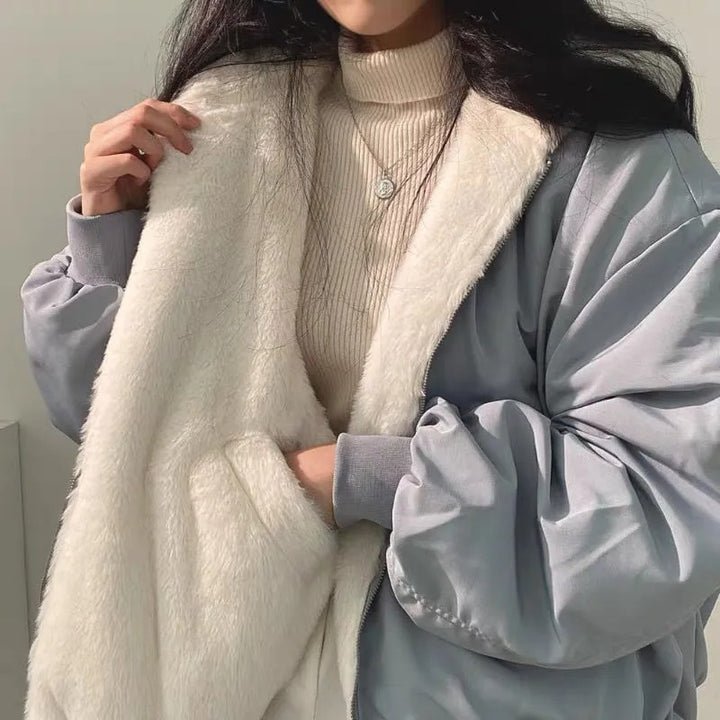 Nadia | Zimowa Pluszowa Kurtka z Kapturem - Pootivo