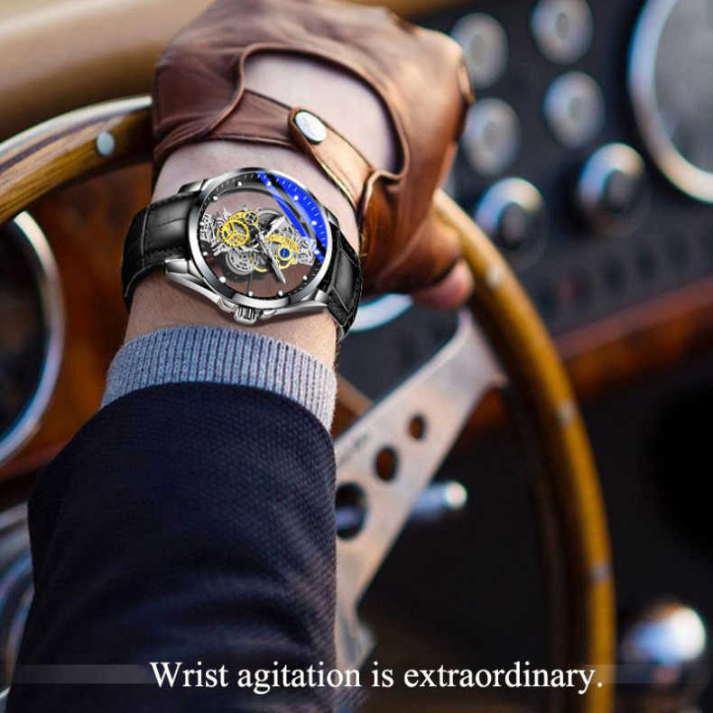 Wszemysł | Złoty Szkieletowy Zegarek Męski - Pootivo