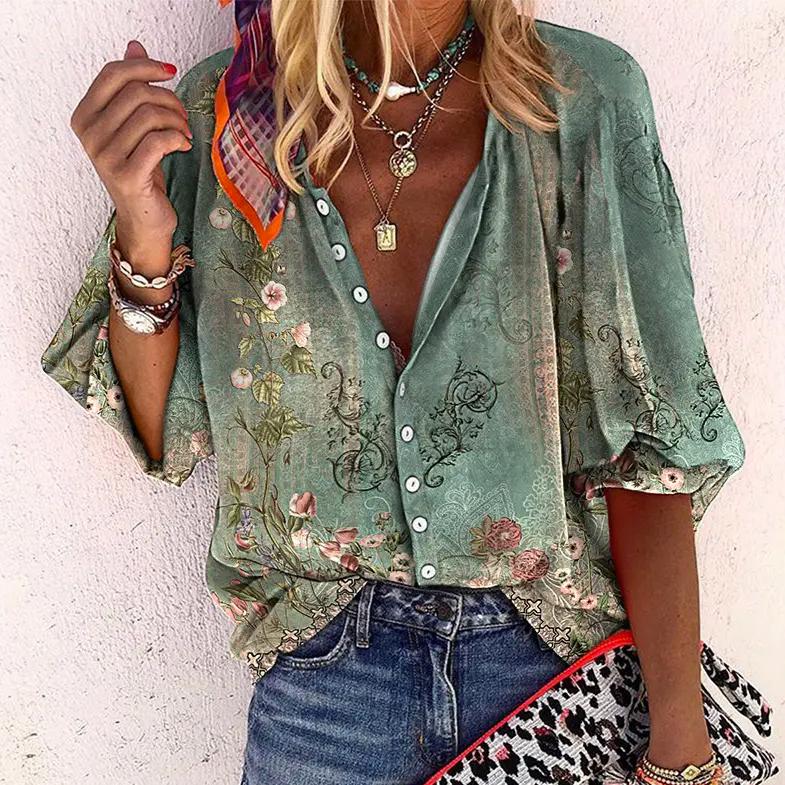 Marisol | Kwiecista Bluzka Boho z Guzikami