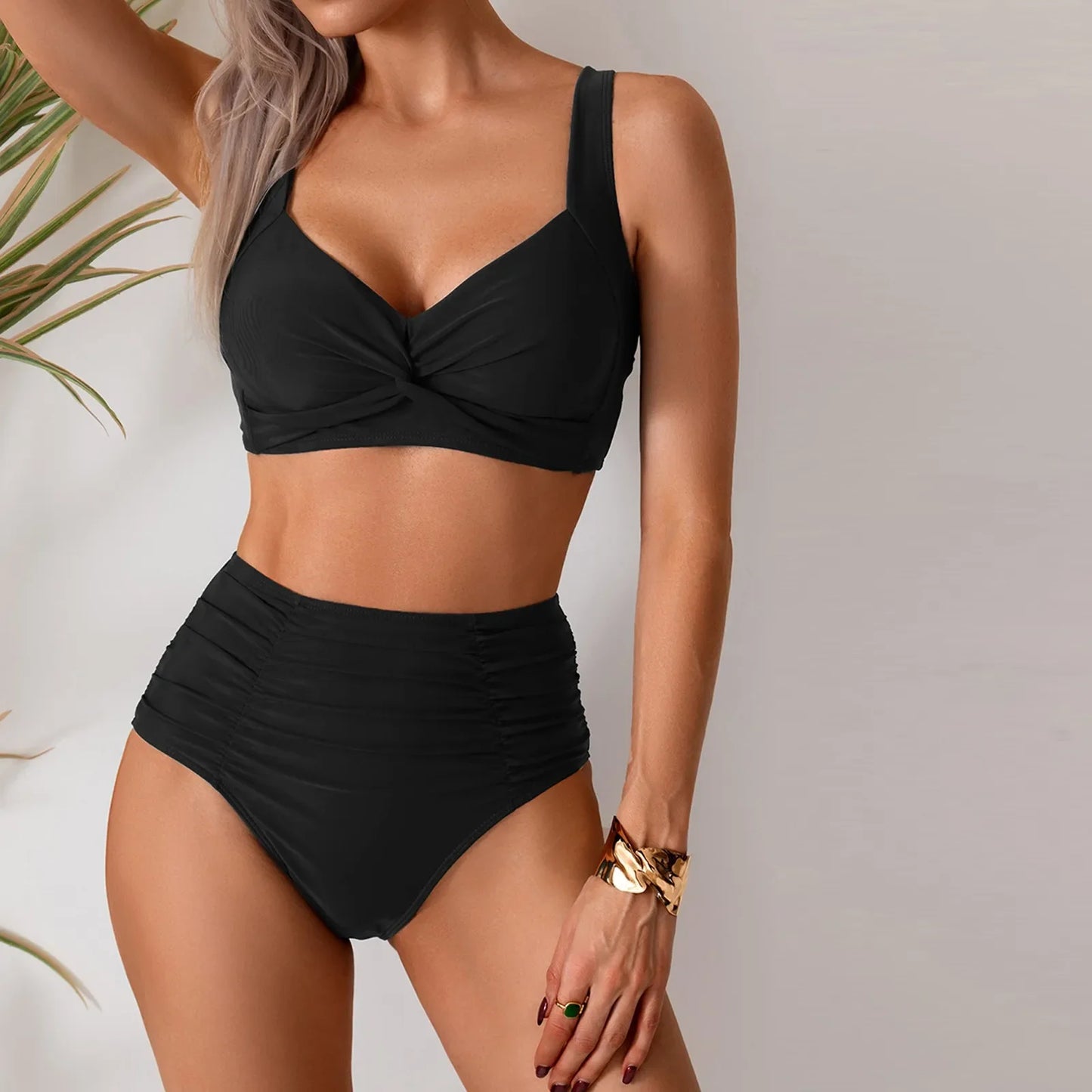 Juliette | Bikini z Wysokim Stanem i Marszczonym Dołem