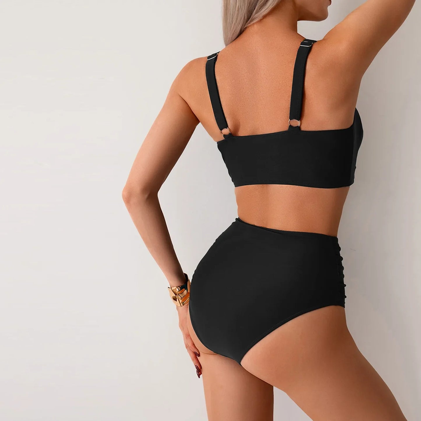 Juliette | Bikini z Wysokim Stanem i Marszczonym Dołem