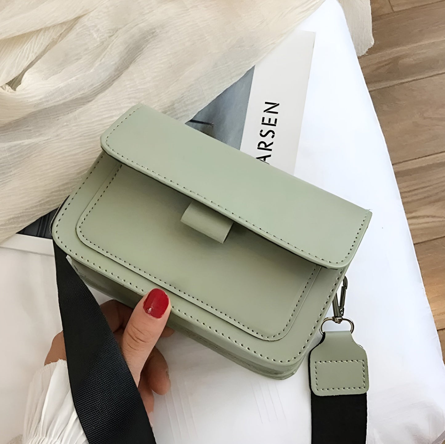 Margaux | Skórzana Torebka Crossbody z Szerokim Paskiem