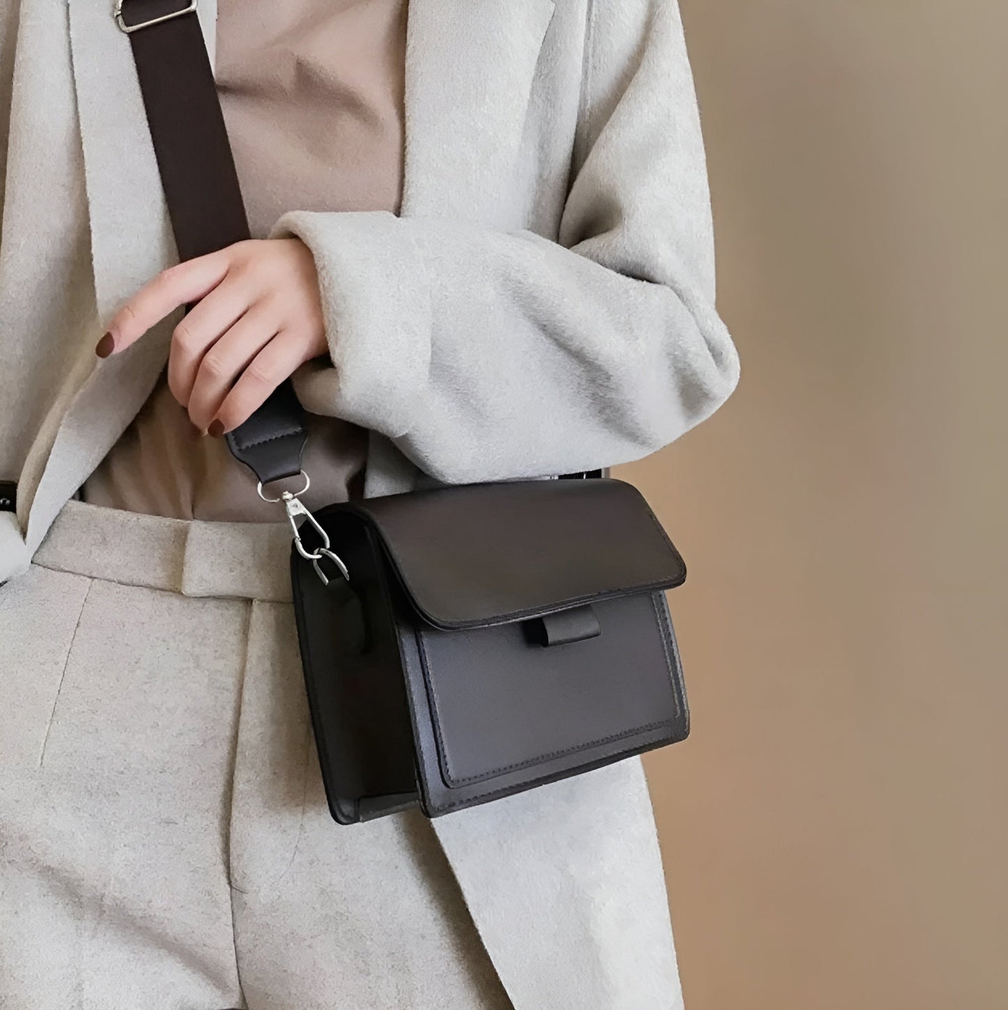 Margaux | Skórzana Torebka Crossbody z Szerokim Paskiem
