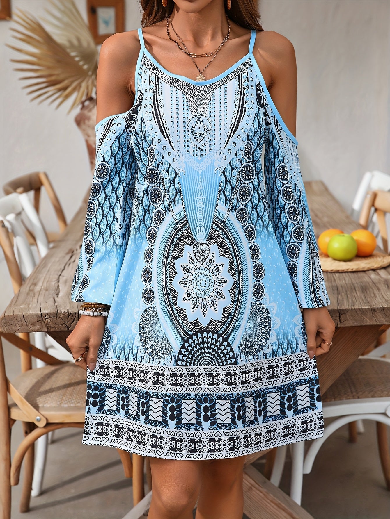 Camila | Boho Sukienka Letnia z Odkrytymi Ramionami