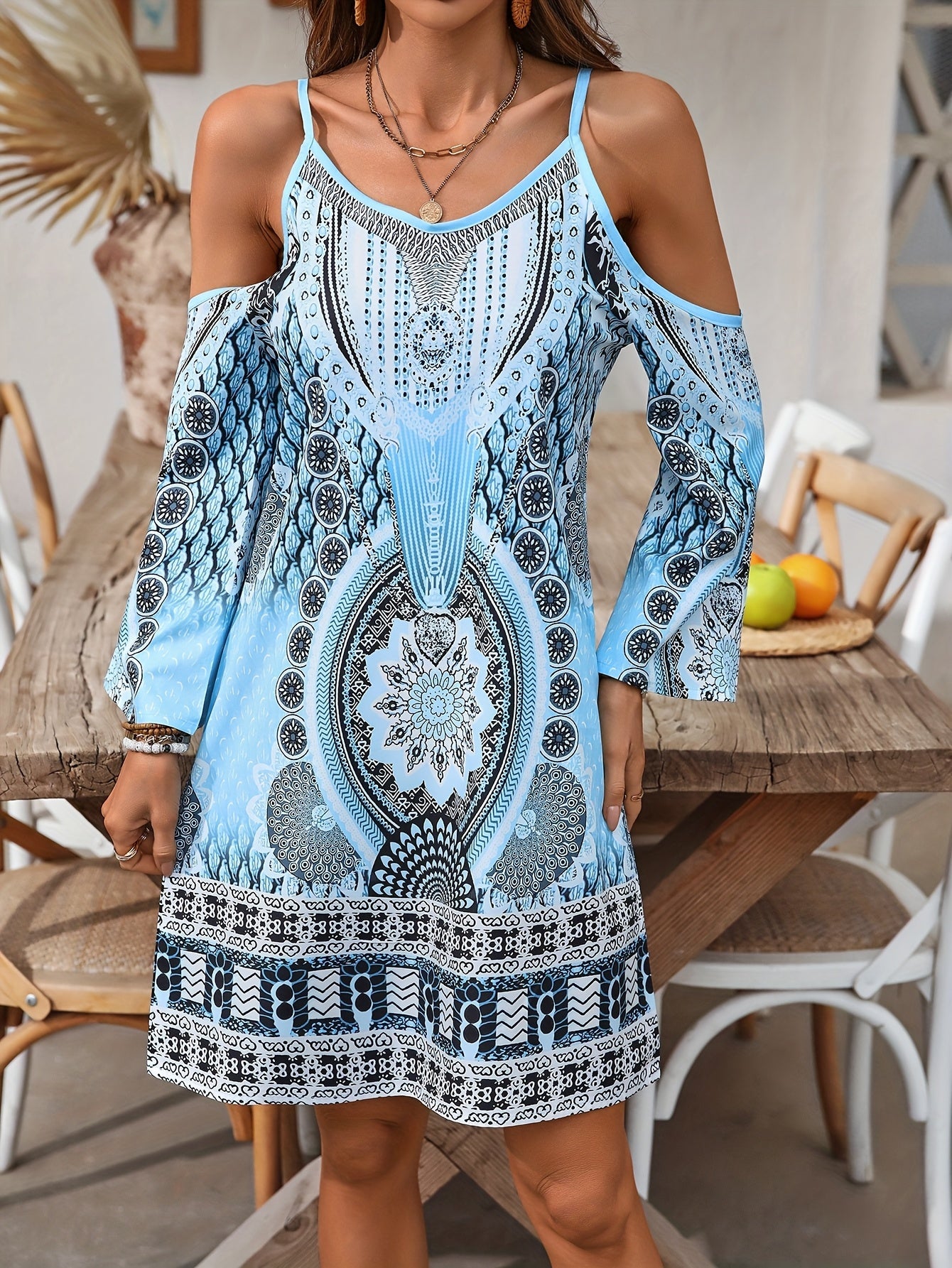 Camila | Boho Sukienka Letnia z Odkrytymi Ramionami