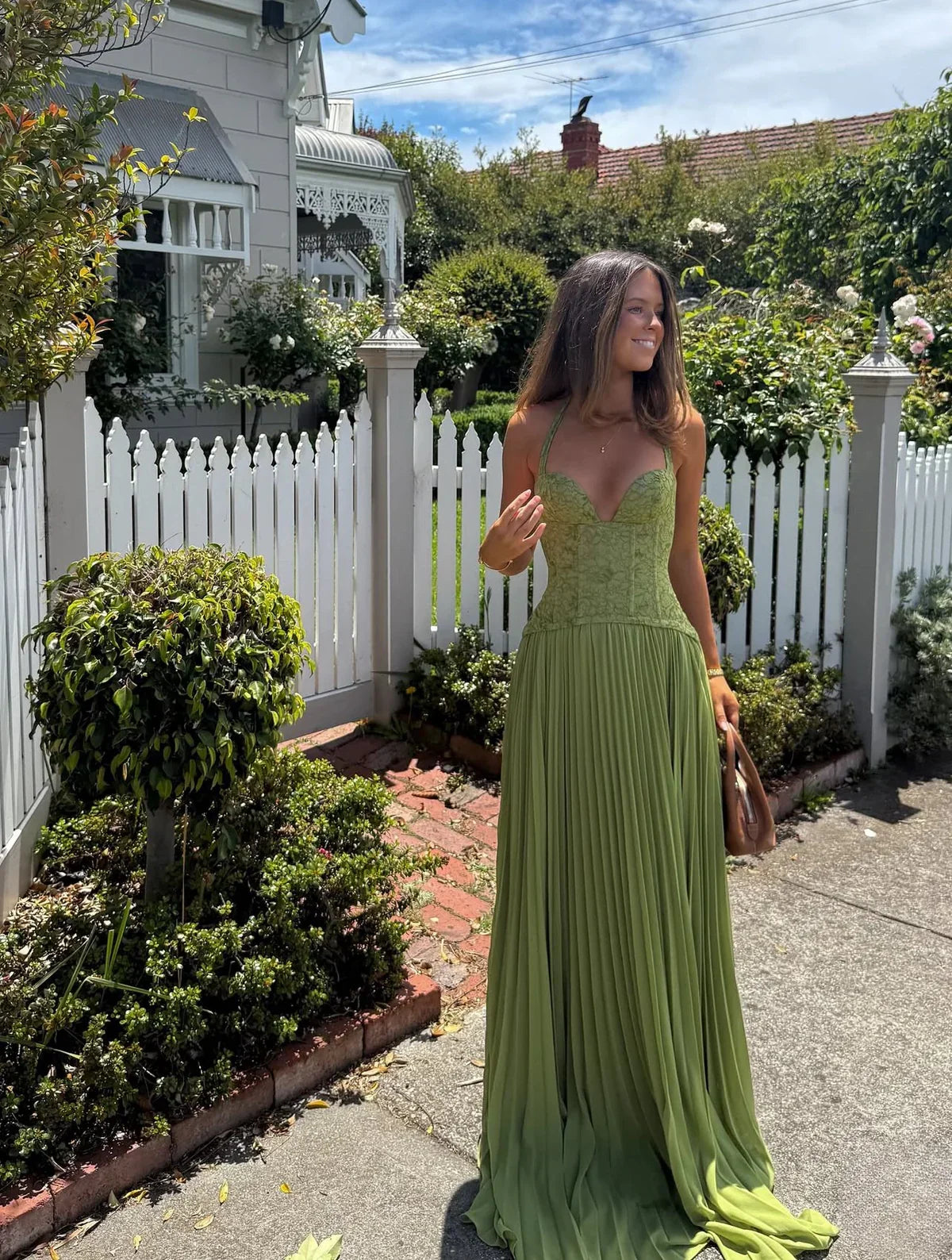 Olivia | Gorsetowa Plisowana Sukienka Maxi