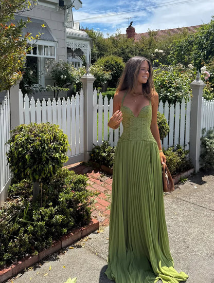 Olivia | Gorsetowa Plisowana Sukienka Maxi