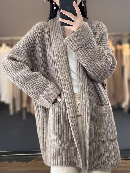 Aurelia | Gruby Jesienny Kardigan Oversize z Kieszeniami - Pootivo