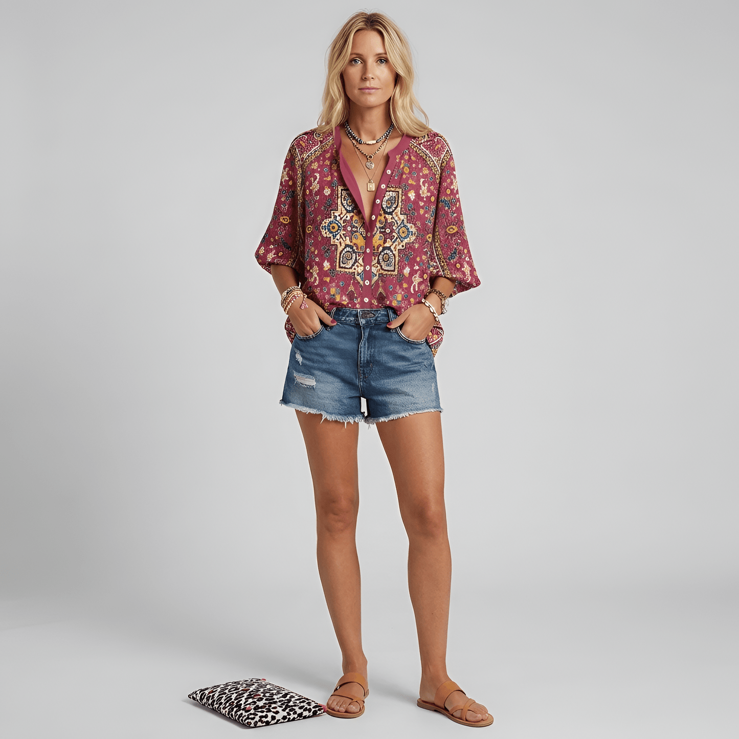 Aurora | Zwiewna Kwiatowa Bluzka Boho Z Guzikami - Pootivo
