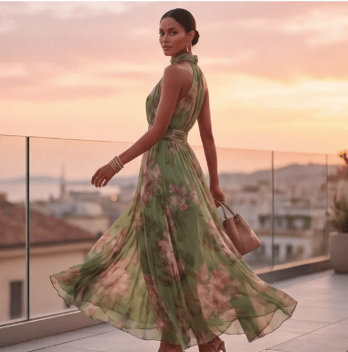 Azaria | Halter Zwiewna Sukienka Maxi Letnia - Pootivo