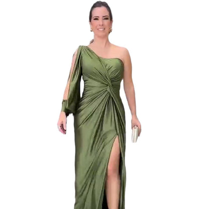 Bianca | Drapowana Asymetryczna Sukienka Maxi - Pootivo