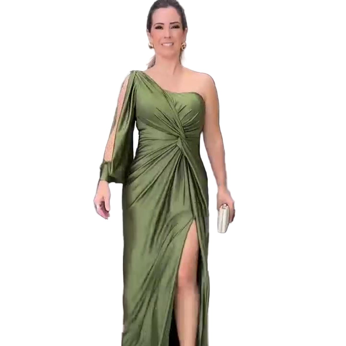 Bianca | Drapowana Asymetryczna Sukienka Maxi - Pootivo