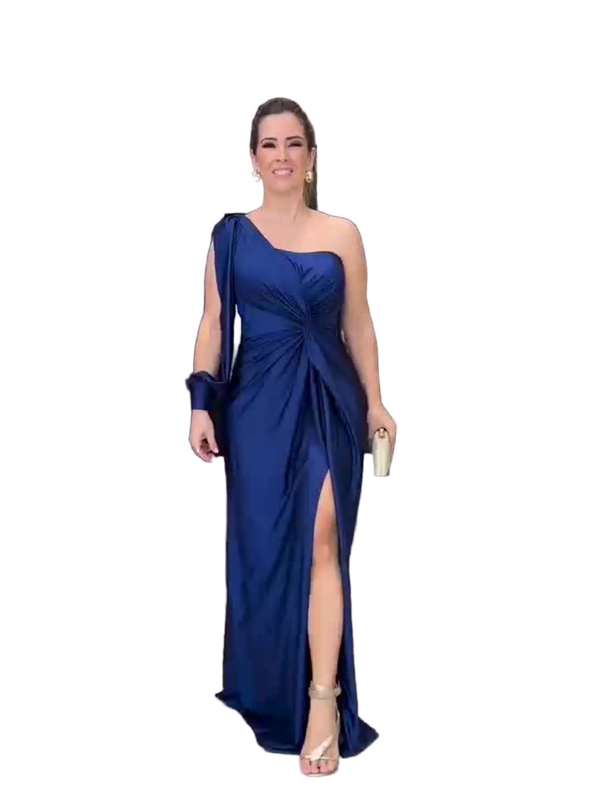 Bianca | Drapowana Asymetryczna Sukienka Maxi - Pootivo