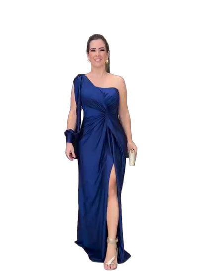 Bianca | Drapowana Asymetryczna Sukienka Maxi - Pootivo