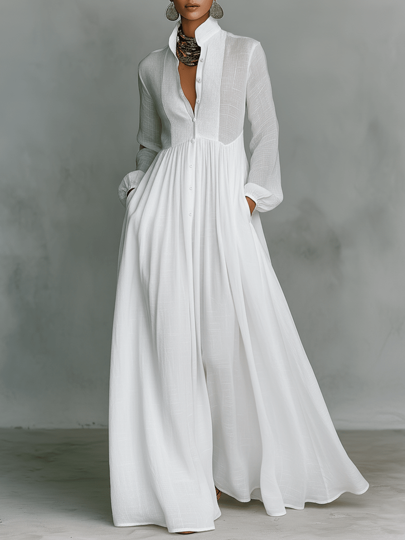 Chloe | Minimalistyczna Lniana Sukienka Maxi - Pootivo