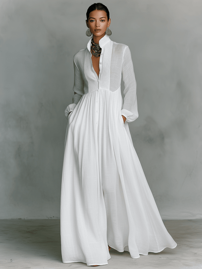 Chloe | Minimalistyczna Lniana Sukienka Maxi - Pootivo