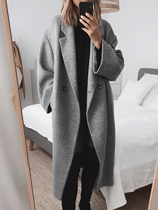 Dagmara | Długi Oversizowy Płaszcz z Klapami - Pootivo