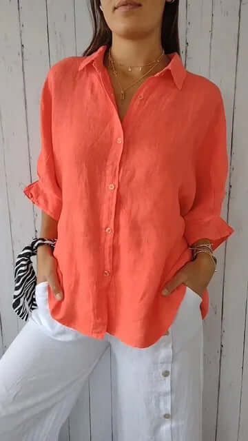 Delilah | Zwiewna Lniana Koszula Oversize Letnia - Pootivo