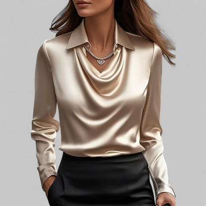 Diana Bluzka Damska Elegancka Drapowana – Długi Rękaw - Pootivo