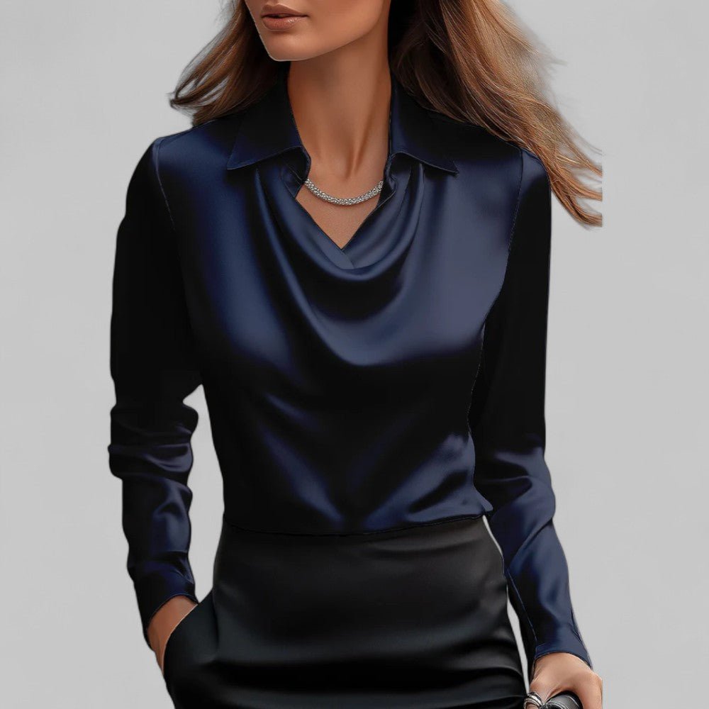 Diana Bluzka Damska Elegancka Drapowana – Długi Rękaw - Pootivo