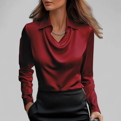 Diana Bluzka Damska Elegancka Drapowana – Długi Rękaw - Pootivo