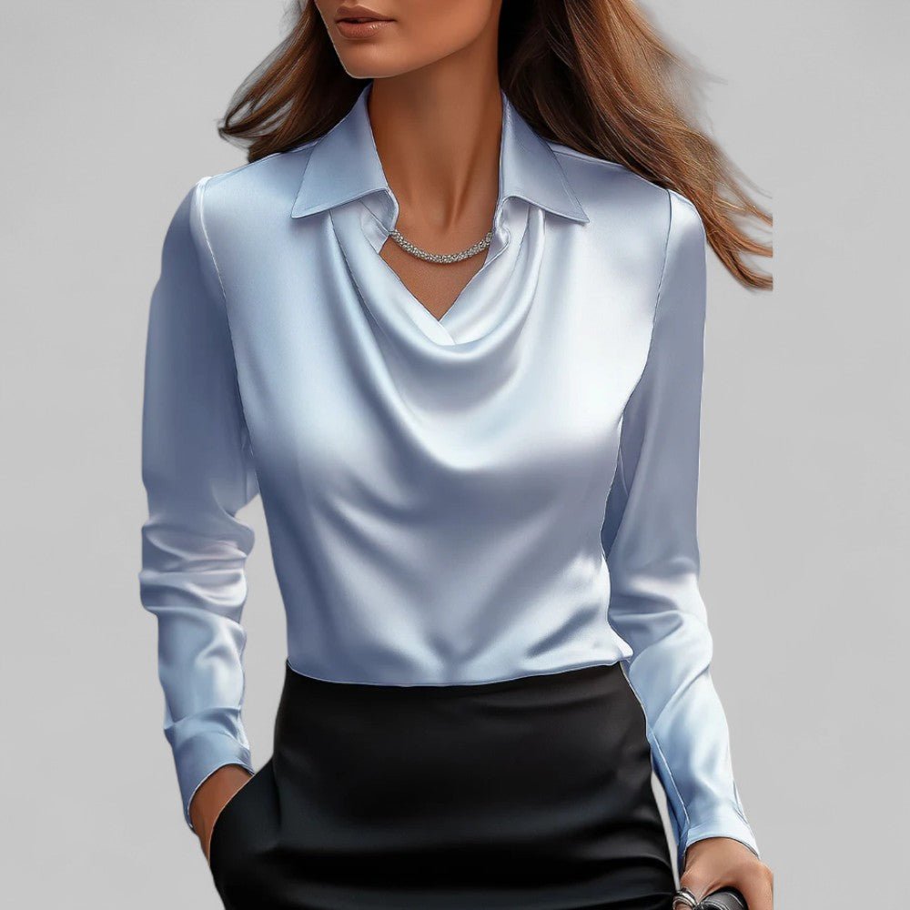 Diana Bluzka Damska Elegancka Drapowana – Długi Rękaw - Pootivo