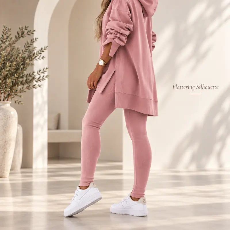 Różowy komplet z legginsami w stylizacji