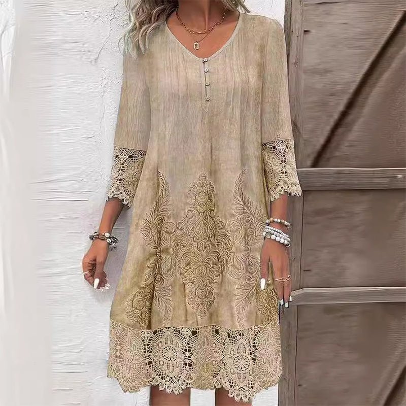 Elena Sukienka Boho Midi Haftowana Koronkowa - Pootivo