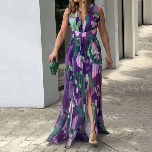 Elena | Wzorzysta Zwiewna Sukienka Maxi - Pootivo