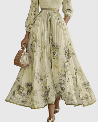 Fiora | Plisowana Kwiatowa Sukienka Midi Letnia - Pootivo