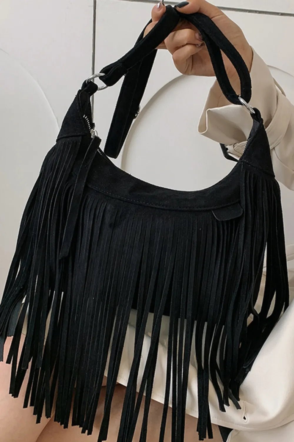 Gracjana | Miękka Boho Torba Hobo z Frędzlami - Pootivo
