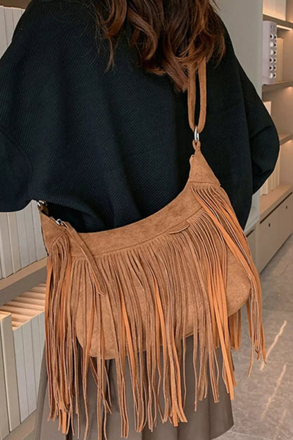 Gracjana | Miękka Boho Torba Hobo z Frędzlami - Pootivo