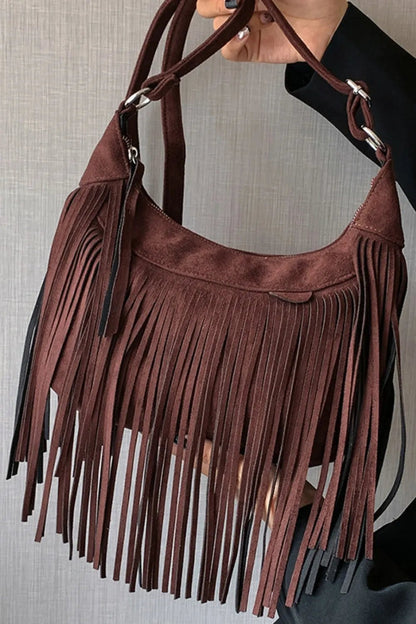 Gracjana | Miękka Boho Torba Hobo z Frędzlami - Pootivo