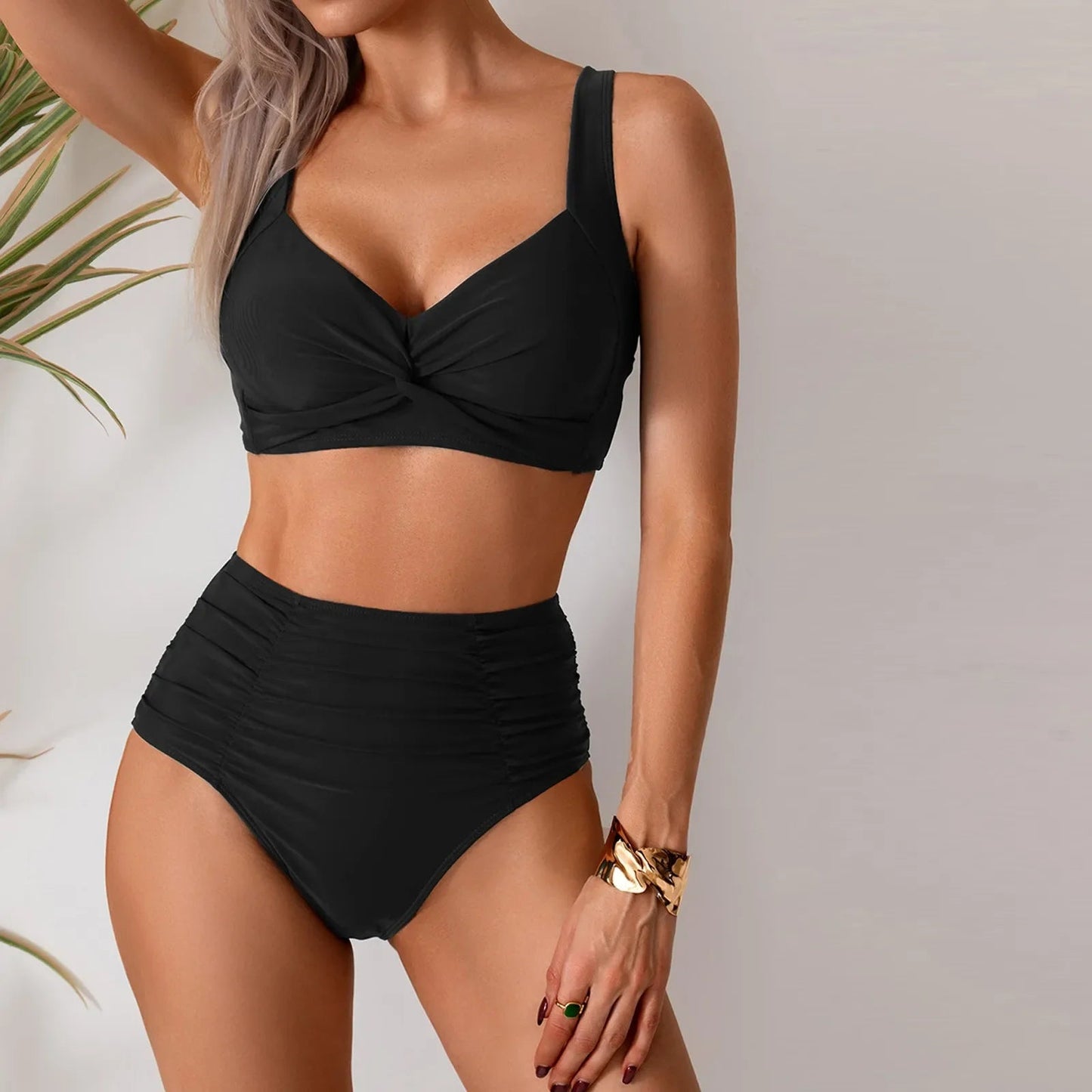 Juliette | Bikini z Wysokim Stanem i Marszczonym Dołem - Pootivo