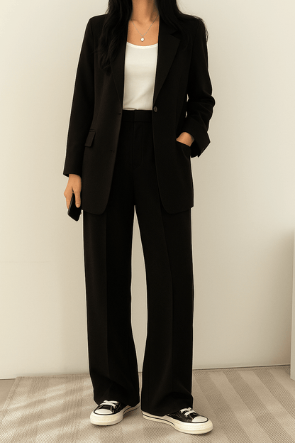 Klaudia | Luźny Klasyczny Komplet Garniturowy Damski - Pootivo