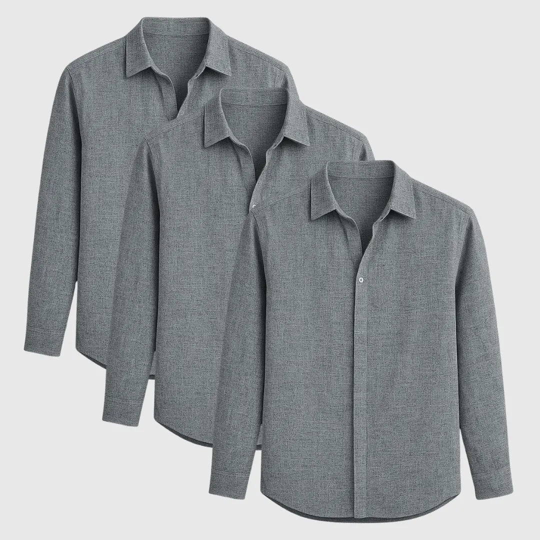 Lenaro | Koszula Lniana Męska z Długim Rękawem – Elegancka Przewiewna - Pootivo
