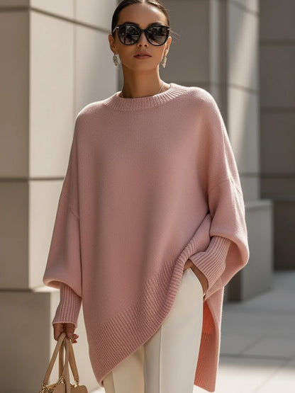 Liliana | Oversizowy Jesienny Sweter Ponczo Damski - Pootivo