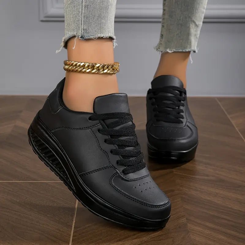 Manvia Sneakersy Damskie na Platformie z Antypoślizgową Podeszwą i Sznurowaniem – Lekkie Przewiewne Buty - Pootivo