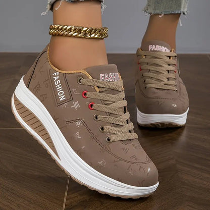 Manvia Sneakersy Damskie na Platformie z Antypoślizgową Podeszwą i Sznurowaniem – Lekkie Przewiewne Buty - Pootivo