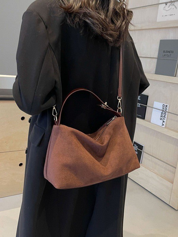 Marcelina | Zamszowa Jesienna Torebka Hobo - Pootivo