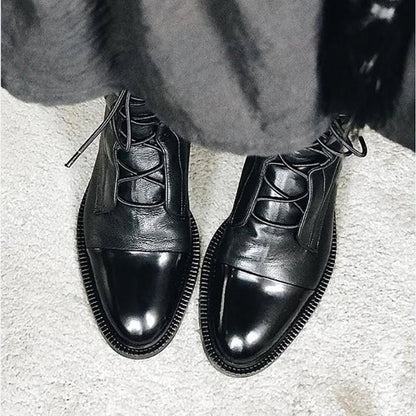 Marianna | Sznurowane Jesienne Botki w Stylu Vintage - Pootivo