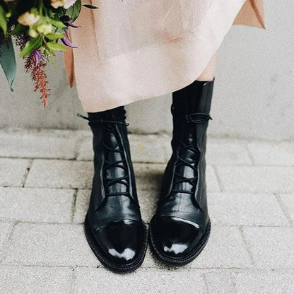 Marianna | Sznurowane Jesienne Botki w Stylu Vintage - Pootivo