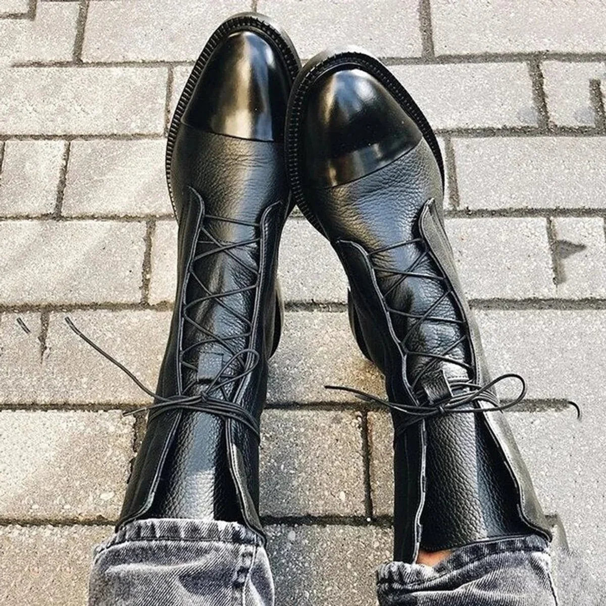 Marianna | Sznurowane Jesienne Botki w Stylu Vintage - Pootivo
