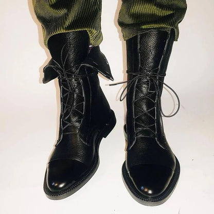 Marianna | Sznurowane Jesienne Botki w Stylu Vintage - Pootivo