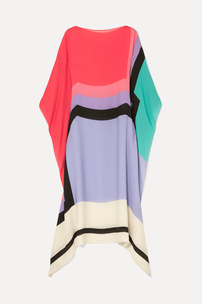 Maribel | Zwiewna Asymetryczna Sukienka Color Block Boho - Pootivo