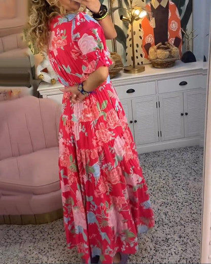 Marivelle Sukienka Maxi W Kwiaty - Letnia Długa Z Dekoltem V - Pootivo