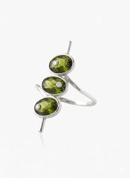 Oliwia | Oliwkowy Koktajlowy Pierścionek - Pootivo