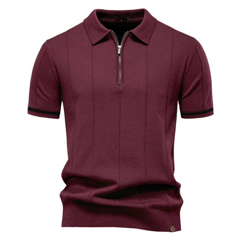 Owen Koszulka Polo Męska Dzianina – Elegancka Polo z Zamkiem Bawełna Prążkowana - Pootivo