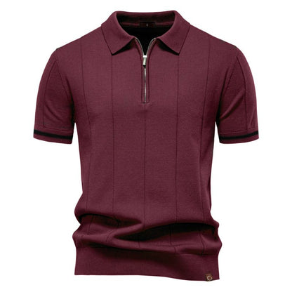 Owen Koszulka Polo Męska Dzianina – Elegancka Polo z Zamkiem Bawełna Prążkowana - Pootivo